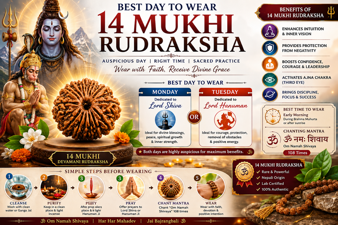 Best day to wear 14 Mukhi Rudraksha