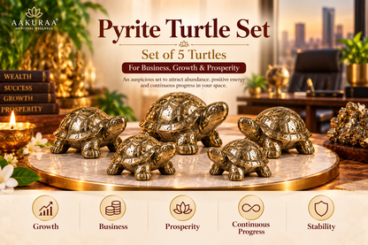 5 Set of Pyrite Turtle for Office