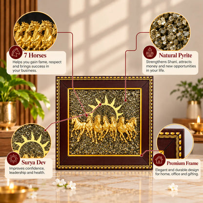 Aakuraa 7 Horses Pyrite Frame for premium home décor